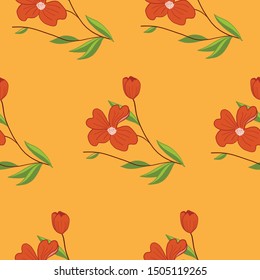Hand drawn vector isolated dogwood flowers in repeat pattern for decoration  fabric prints  wallpaper  card designs   wrapper paper 