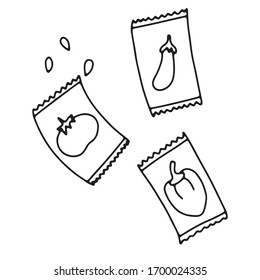 Hand drawn vector isolated gloves icon. Black outline illustration of garden latex gloves. Gardening tools. 