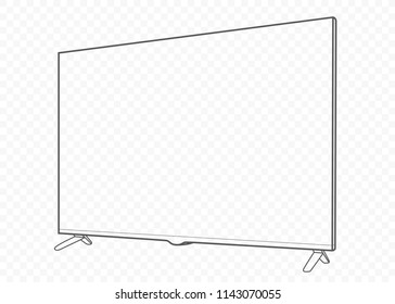 hand drawn vector isolated plasma and oled tv or television for watching films and playing games with console on transparent background