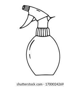 Icono del atomizador de agua aislado con vector dibujado a mano. Ilustración en negro de la herramienta de jardín. 