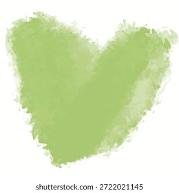 Dibujado a mano, Vector, aislado. Textura de acuarela y pincel. Corazón verde.