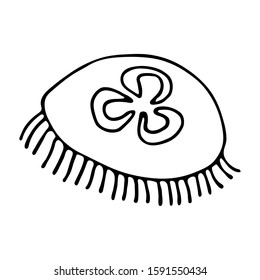 Hand drawn vector jellyfish isolated on white background. Black and white stock illustration.