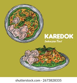 Handgezeichneter Vektor Karedok Indonesisch Food Illustration Design