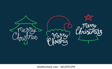 Hand drawn vector labels. Merry Christmas
