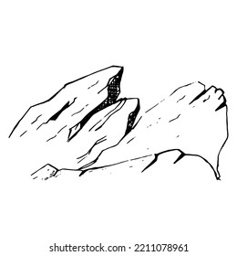 Hand drawn vector landscape with mountains or stone