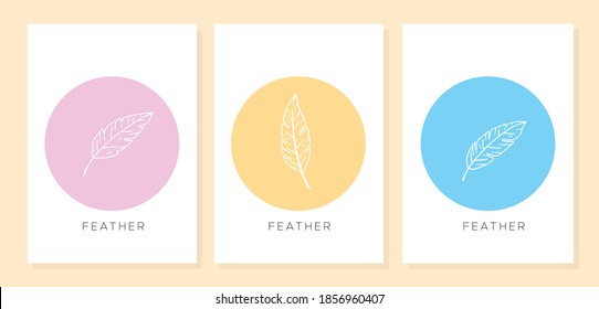 HAND DRAWN VECTOR LEAF GIFT CARD COLLECTION IN PASTEL COLOR