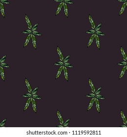 hand drawn vector leaf seamless pattern