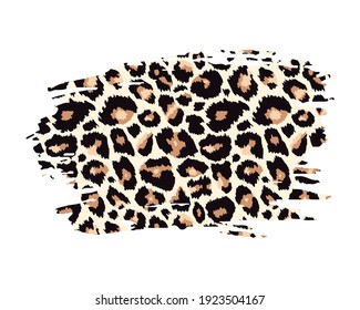 Hand drawn vector leopard textured ink brush stroke, paint spot with leo pattern texture. Animal paint smear artistic background. Stain shape design element.