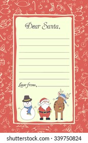 Hand drawn vector letter to Santa Claus