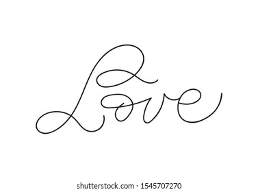 “Love” hand drawn vector lettering. Drawn art sign.  Valentine's Day poster card 
