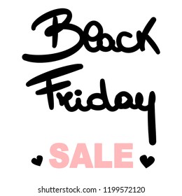 hand drawn vector lettering black friday sale poster with hearts