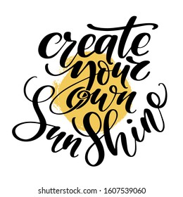 Hand drawn vector lettering. Create your own sunshine words by hands. Isolated vector illustration. Handwritten modern calligraphy.