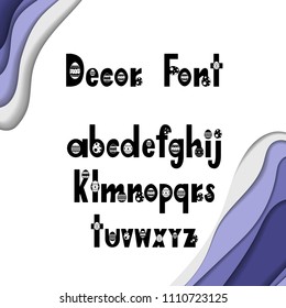 Hand drawn vector lettering. Decorative ABC letters with eggs.