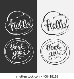 Hand drawn vector lettering. Hi, thank you EPS10