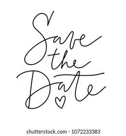 Hand drawn vector lettering isolated on the white background. hand written words: Save the date. For wedding stationary design.