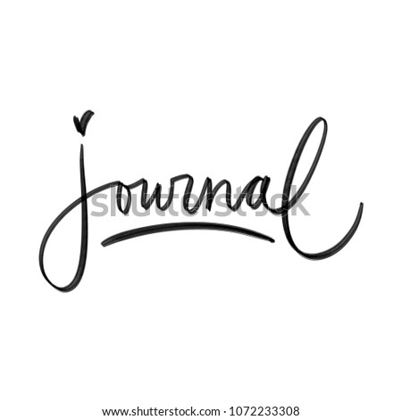 Hand drawn vector lettering isolated on the white background. hand written word: Journal.