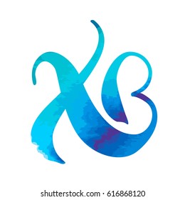 Hand drawn vector lettering in Russian language abbreviation 'Christ is risen'. Isolated vector illustration. Handwritten modern calligraphy. Inscription for postcards, posters, greeting cards.