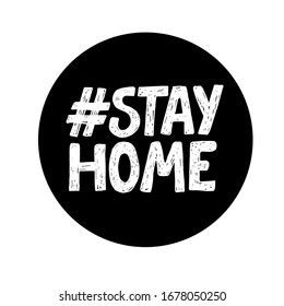 Hand drawn vector lettering with Stay home hashtag. Corona virus self-quarantine. Vector illustration for poster, banner, flyer.