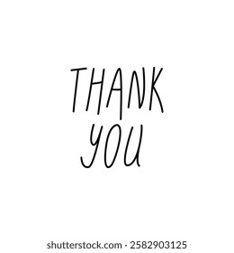 Hand drawn vector lettering thank you. Cute handwritten quote on isolated background