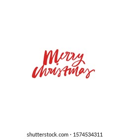 Hand drawn vector lettering for winter holidays. Merry Christmas minimalist inscription. Congratulatory quote.