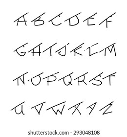 hand drawn vector letters and numbers of latin alphabet