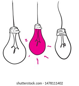 hand drawn Vector light bulb icons with concept of idea  vector illustration