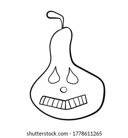 Hand drawn vector line art pumpkin for Halloween designs