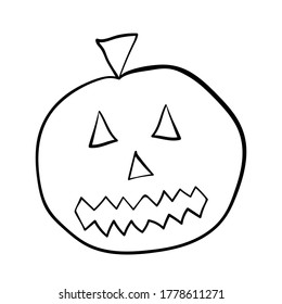 Hand drawn vector line art pumpkin for Halloween designs
