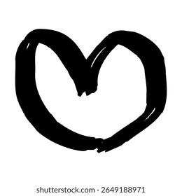 Hand drawn vector line art illustration of a heart. Color is black.