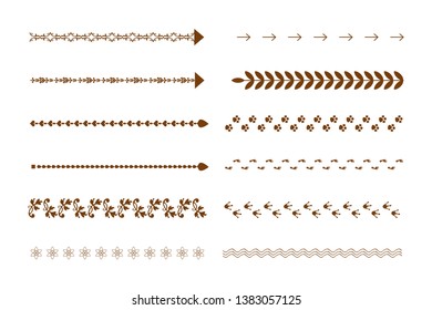 Hand drawn vector line border set and scribble design element. 