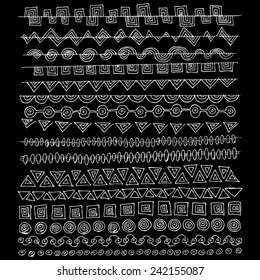 Hand drawn vector line border set and design element 