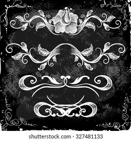 Hand drawn vector line border set and design element