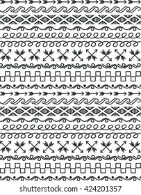 Hand drawn vector line border set and scribble design element