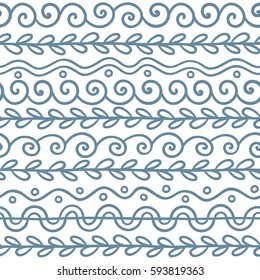Hand drawn vector line border set and scribble design element. 