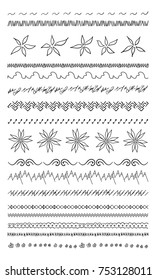 Hand drawn vector line border set and design elements
