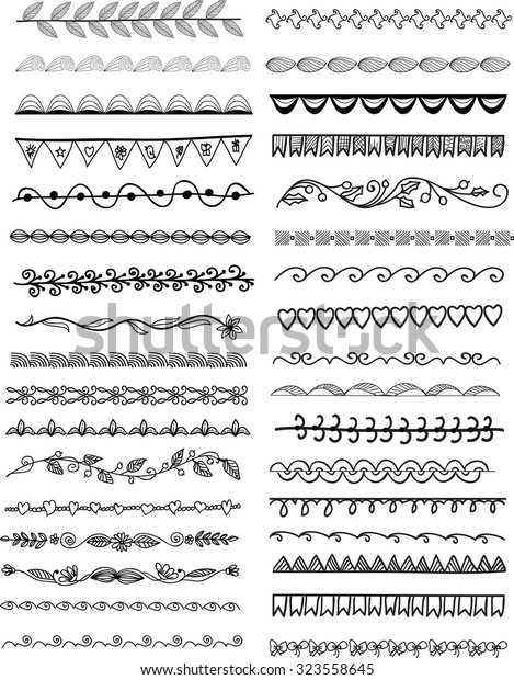 Hand Drawn Vector Line Border Set Stock Vector (Royalty Free) 323558645 ...