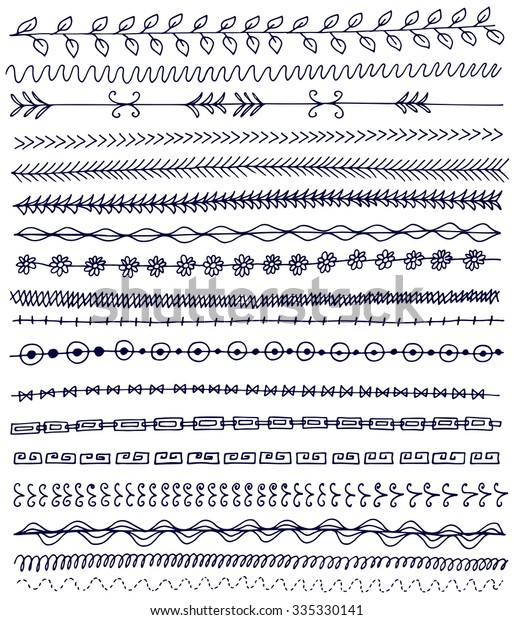 Hand drawn vector\
line border set and doodle element. Geometric vintage fashion\
pattern for your stylish\
design