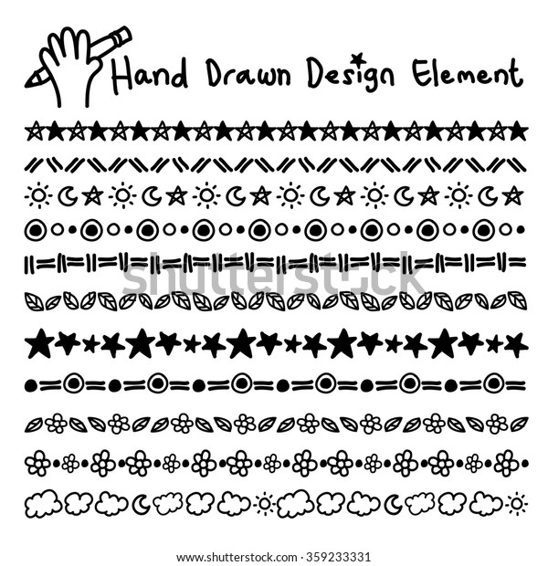 Hand\
drawn vector line border set and design\
element.