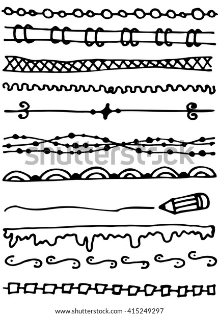 Hand\
drawn vector line border set and design\
element