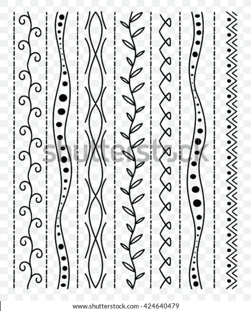 Hand Drawn Vector Line Border Set Stock Vector (Royalty Free) 424640479 ...