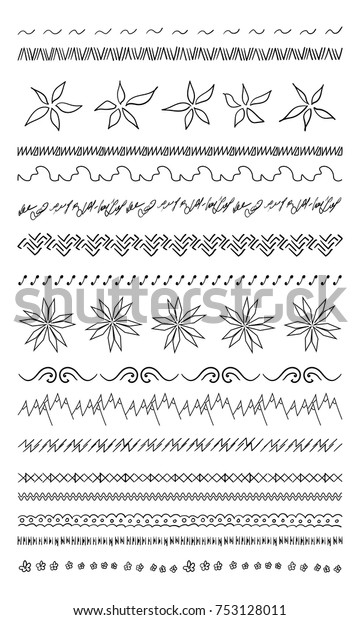 Hand
drawn vector line border set and design
elements
