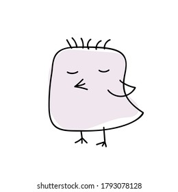 Hand drawn vector line doodle. Cute little chick bird. Seasons greetings card perfect for prints, flyers, banners, holiday invitations and more.