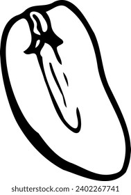 Hand drawn vector line illustration of peanuts half.