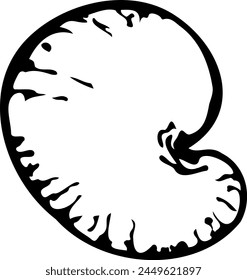 Handgezeichnete Vektorgrafik-Linie-Illustration eines Cashew in einer Schale.