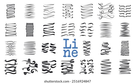 Hand drawn vector line object. Line vector element. Brush vector line sketch.
