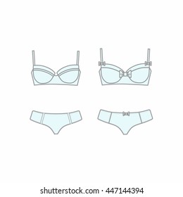 Hand drawn vector  lingerie set.  bra and panties. Vector illustration.