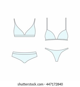 Hand drawn vector  lingerie set.  bra and panties. Vector illustration.