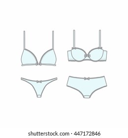 Hand drawn vector  lingerie set.  bra and panties. Vector illustration.