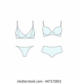 Hand drawn vector  lingerie set.  bra and panties. Vector illustration.