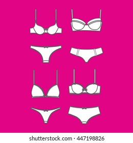 Hand drawn vector  lingerie set.  bra and panties. Vector illustration.